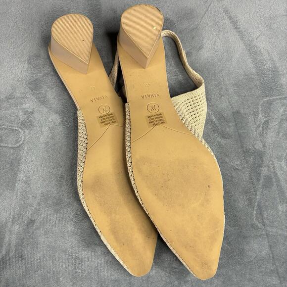 Vivaia Leah Pro Pointed-Toe Slingback Heels Almond Knit Sandals Women’s 10 EU 42 - Picture 12 of 13